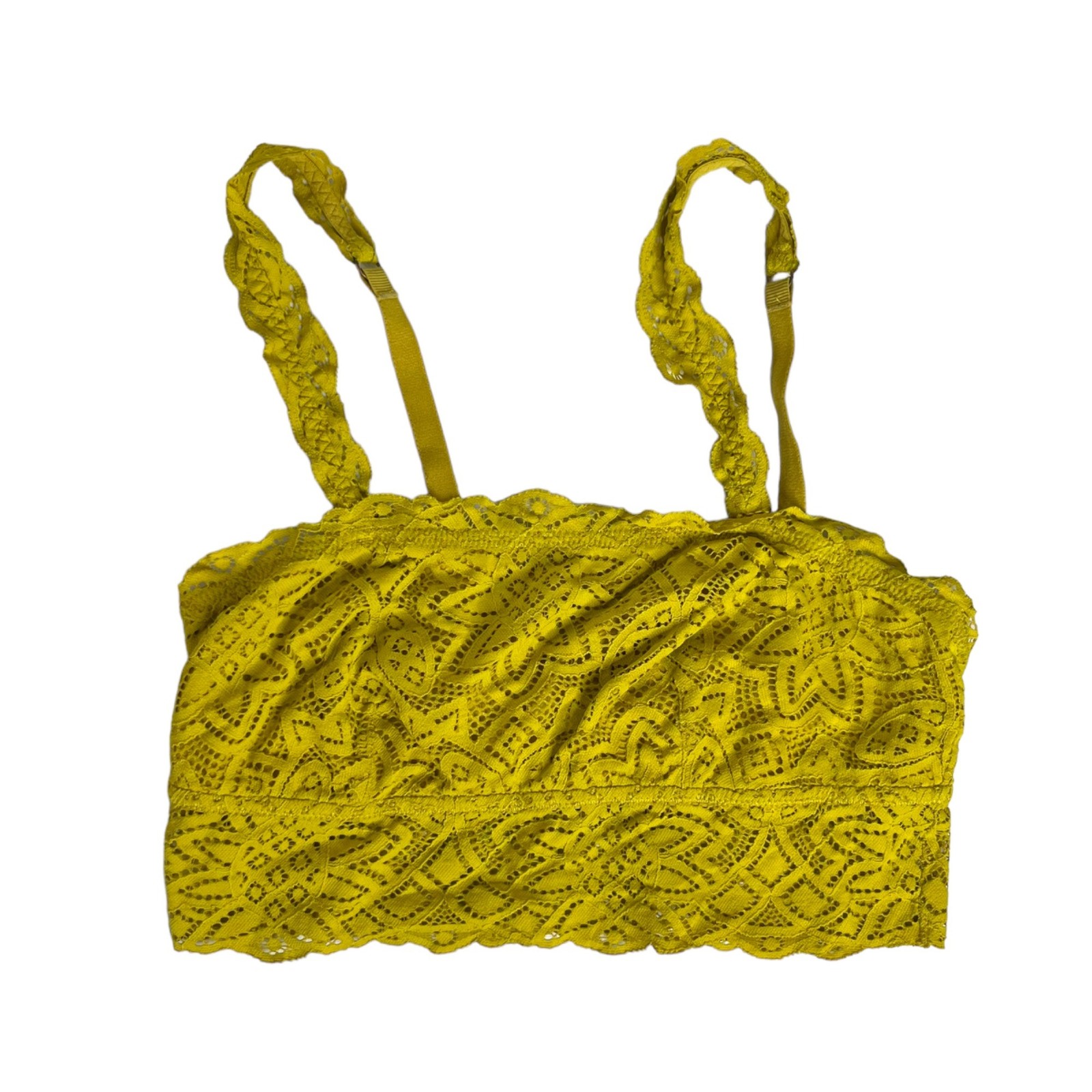 Aerie Bralette Womens Medium Yellow Lace Chartreuse Yellow Cami Crop-image