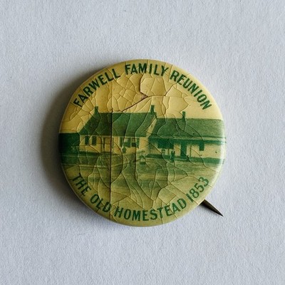 RARE 1890 s  Old Homestead 1853  Whitehead & Hoag Newark, NJ Pin Back Button 