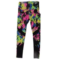 Feathers Neon Tie Dye High Waisted Leggings w...