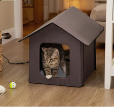 Cat House Heated Cat Houses for Outdoor and Indoor, Portable Kitty Shelter