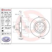 Bremsscheibe Brembo 09.7012.11 Prime Line - Uv Coated FüR Audi Seat Skoda VW