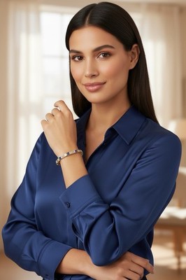 Freida Rothman 925 S.S. blau, Aquamarin, weiß CZ Armreif 14K YG rhodiniert
