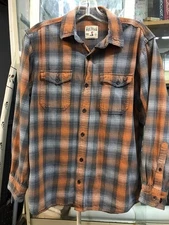 REDHEAD Rust Gray Plaid FLANNEL Shirt Long Sleeve Men's Size M