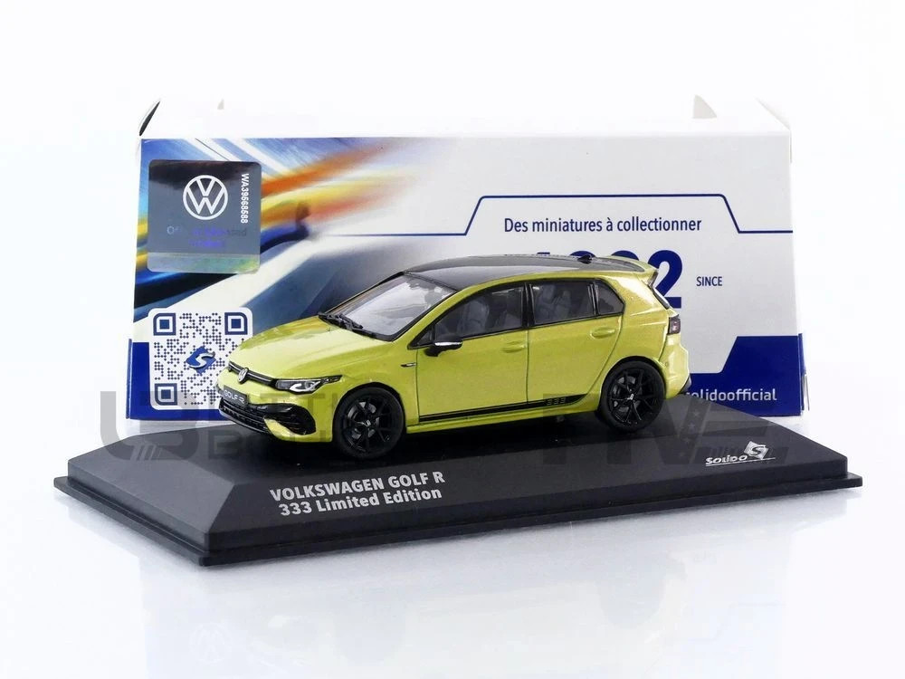 Golf R 333 2023 Solido 1/43 miniature de collection en métal couleur Lime Yellow
