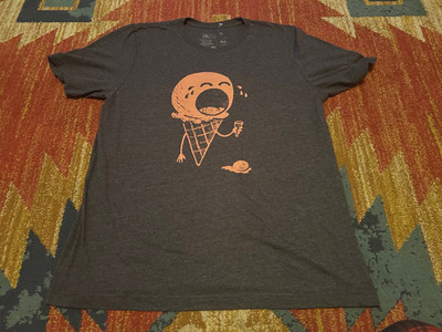 Factory 43 Mens XL Ice Scream graphic script street T-Shirt NICE Blue