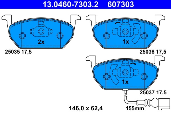 Plaquettes ATE 13.0460-7303.2 pour supprimer les sifflements de frein