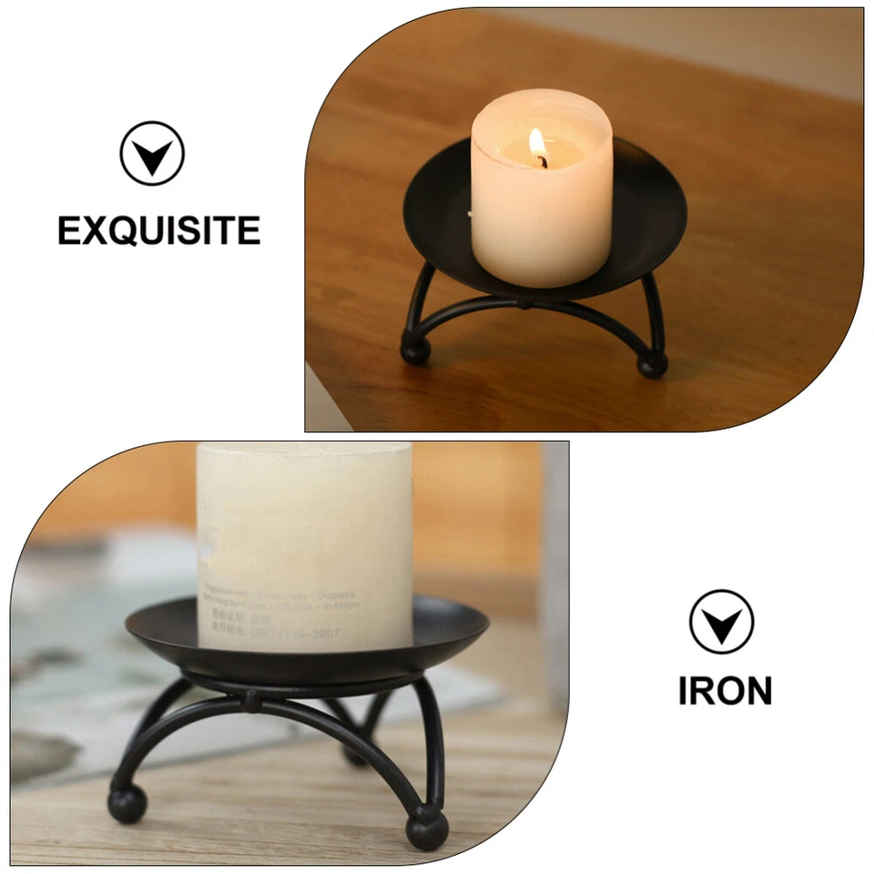 Bandeja redonda para velas mesa de boda candelabro de hierro candelabro contenedor para velas Foto 3 de 4