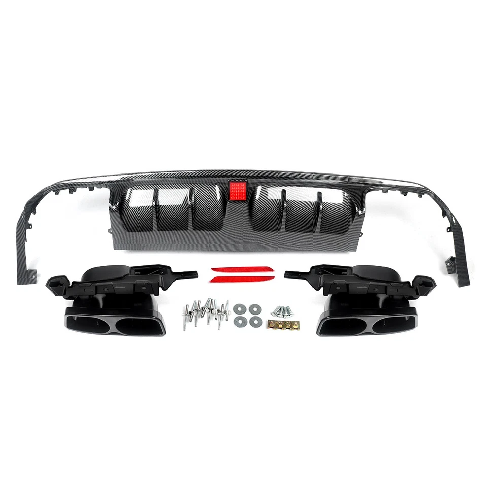 For Mercedes Benz W222 S550 S63 2013-2017 Rear Diffuser w/LED Light + Exhuast - Image 2 of 4