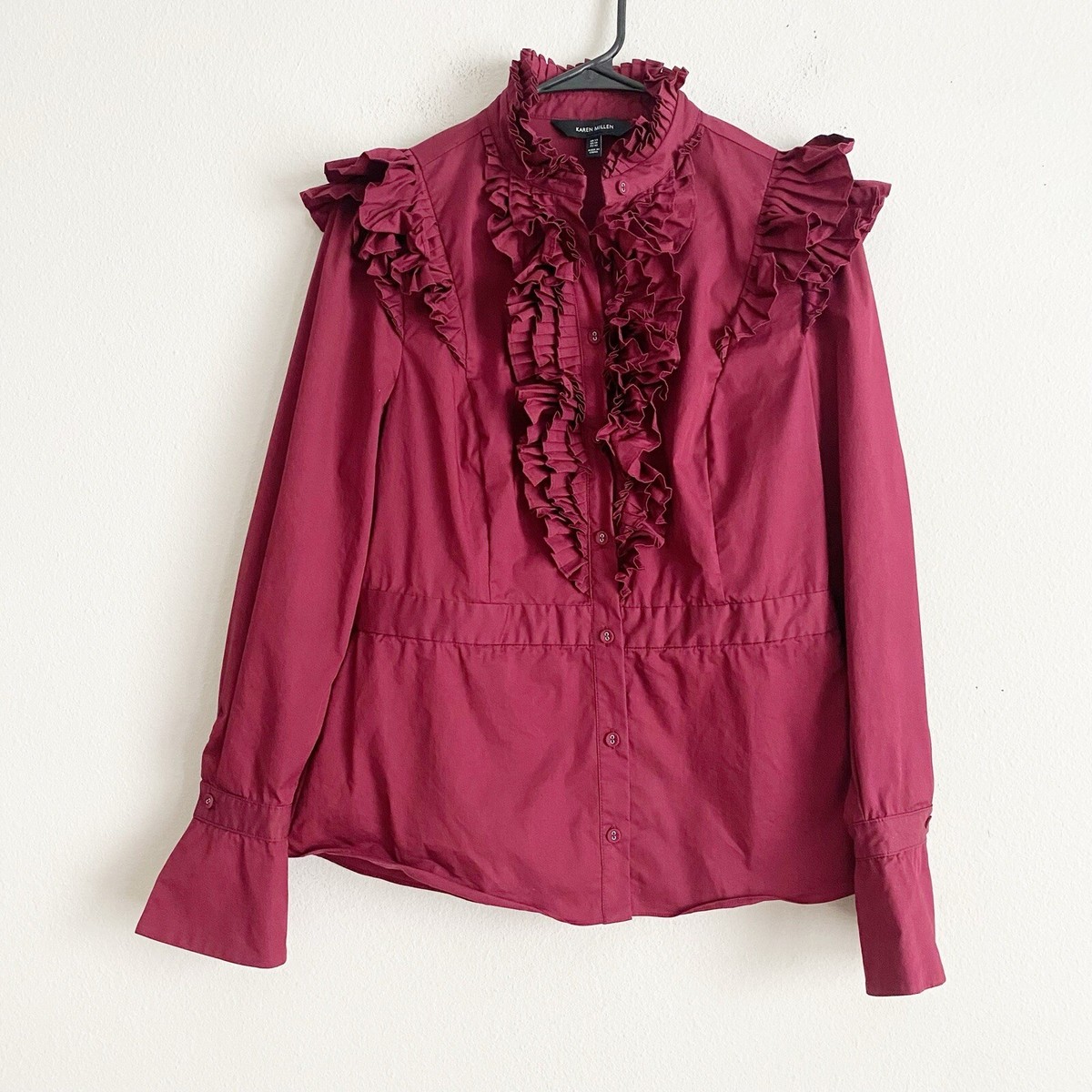 Karen Millen Ruffle Shirt Jumper Karen Millen Ruffle Sleeve Wool