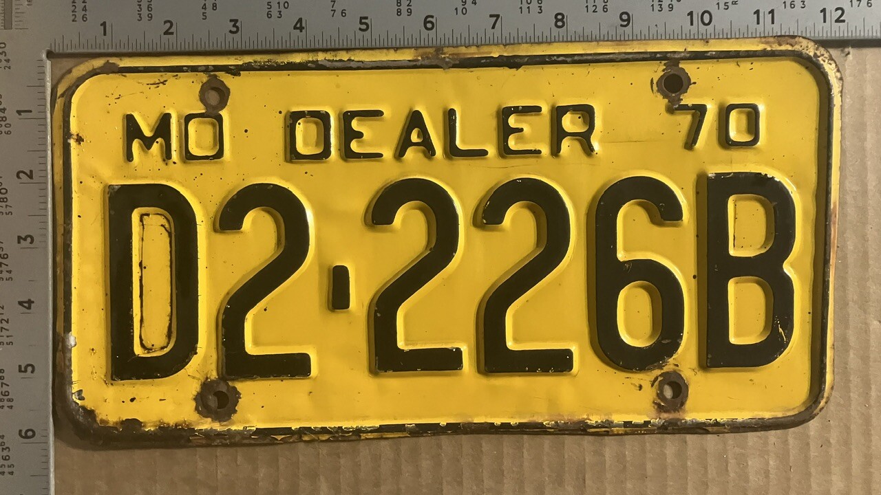 1970 Missouri dealer license plate D 2226 C Ford Chevy Dodge 10295 eBay