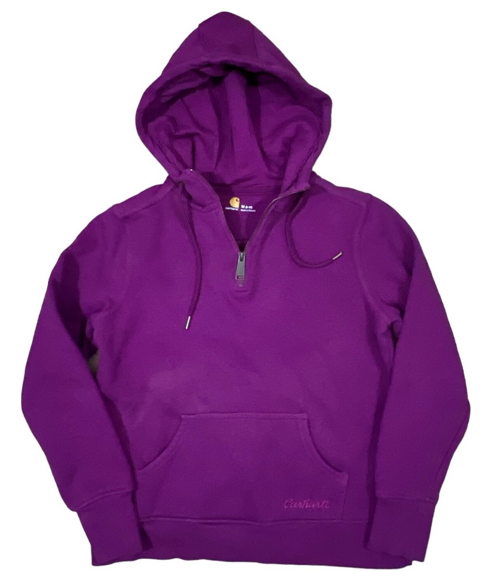 Womens Carhartt Hoodie MEDIUM (8-10) Magenta 1/4 Zip