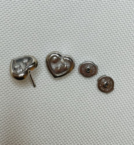 Chopard Floating Happy Diamonds Heart Stud Earrings in 18K White Gold - Picture 5 of 9