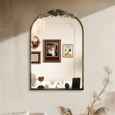 Stereoscopic Exquisite Baroque Mirror Arched Antique Brass Wall Entryway Decor