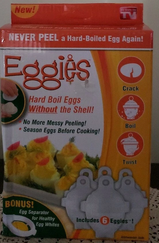 Six (6) Eggies ~ Hard Boil Eggs Without The Shell ~ Crack ~ Boil ~ Twist
