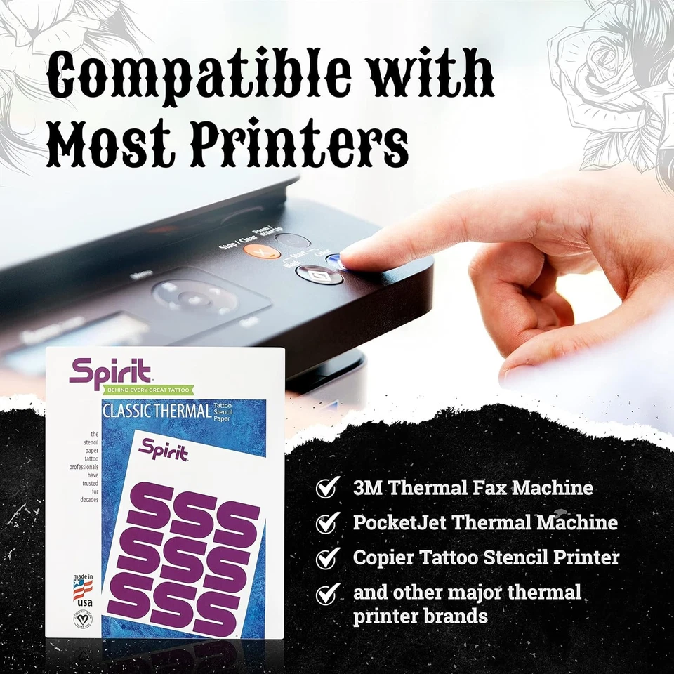 Hojas de papel de plantilla térmica para transferencia de tatuajes SPIRIT (25 quilates) envío seguro Foto 4 de 4