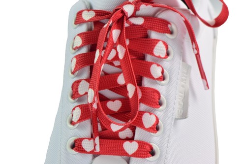 HEART PRINT SHOELACES FLAT LOVE LACES NIKE ADIDAS CONVERSE 143 - Picture 11 of 12