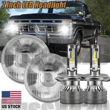 7 Inch LED Glass Headlight Round ORIGINAL CLASSIC LOOK conversion Chrome pair H4