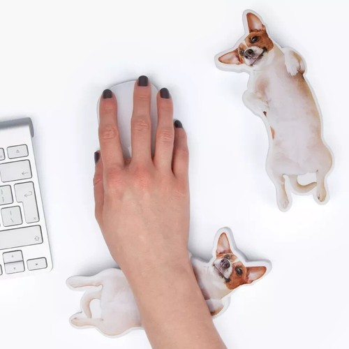 Dog Computer Wrist Rest Mustard Stress Squeeze Me Mouse Wrist Support Rest - Picture 3 of 6