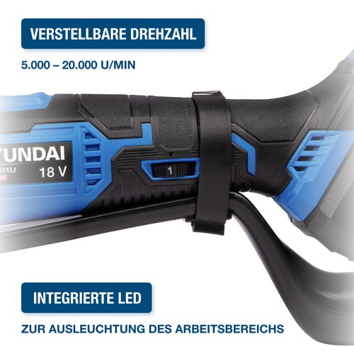 Akku Multifunktionswerkzeug Multitool Vibrationssäge HYUNDAI CMT1801LI SET - Bild 3 von 6