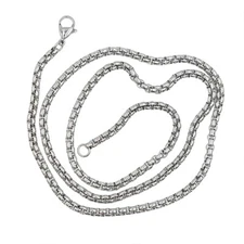 2/2.5/3/4/5mm 16-30" SMOOTH  BOX ROPE SILVER STAINLESS STEEL CHAIN NECKLACE