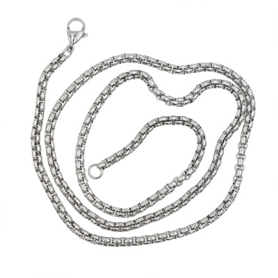 #ad 2 2.5 3 4 5mm 16 30quot; SMOOTH BOX ROPE SILVER STAINLESS STEEL CHAIN NECKLACE $5.75
