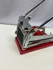 Stainless Steel Blade Red French Fry Potato Chopper  Suction Cup Base 10" x 4"