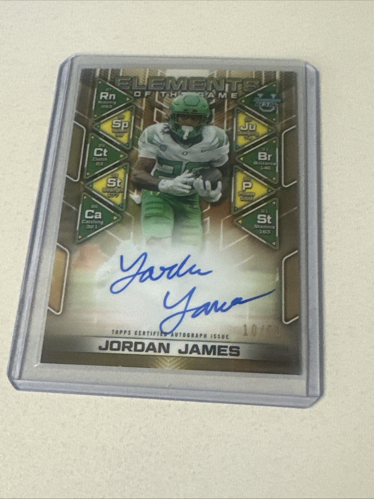 2024 Bowman Chrome University Best Jordan James Gold Rookie Auto Elements /50