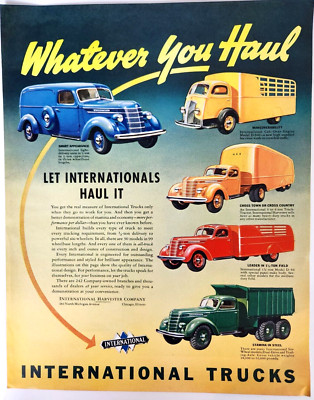 International Harvester Trucks Vtg 1938 Ad Magazine Print Trucking