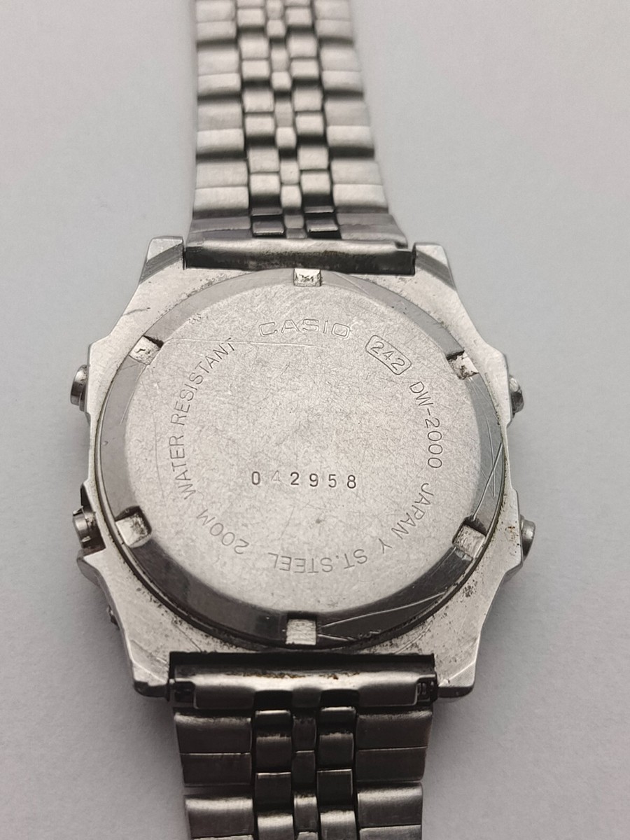ジャンク CASIO DW-2000 デジタル A3572 Rare Vintage CASIO DW-2000 Japan Digital Men's Watch, Not
