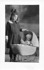 H20/ Interesting RPPC Postcard c1910 Pretty Girl Baby Carriage Stroller Doll22