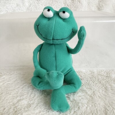 Hallmark Green Cross Legged Sitting Frog Toad Plush 6  Vintage