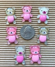 12 pcs x 1 1/8" Clear Resin Polka Dot Bear Flatback Embellishments/Cute SB224