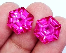 Natural Pink Sapphire Hexagon Cut Loose Gemstone 6 to 8 Ct Pair Certified PS07