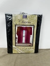 United Linens Charm 3pc Voile Window Panel & Scarf Set In Black 60”X90”
