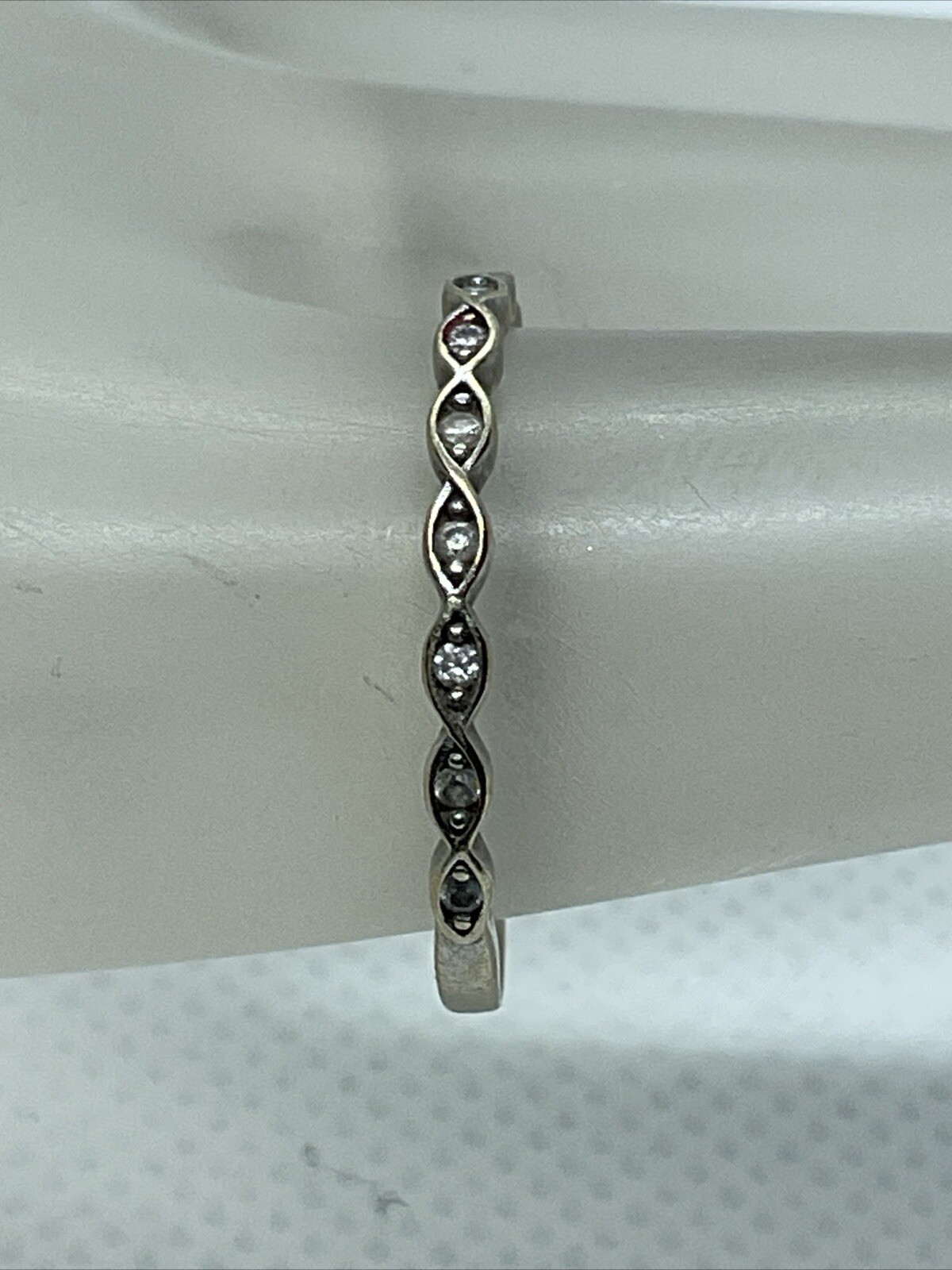 Solid 18K (750) Two Tone Gold CZ STACKABLE Ladies… - image 1