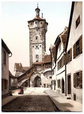 Germany, Rothenburg o/T, Klingentor photochrome, vintage photochrome  