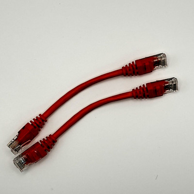 Two(2) - 6 inch CAT6 Network UTP Ethernet RJ45 Full 8-Wire Patch Cable, Red