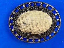 USA made rattle snake skin in rhinestone surround belt buckle