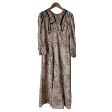 Herlipto Limoges Vintage Satin Dress, Satin Long Dress, Size S, Beige Women USED