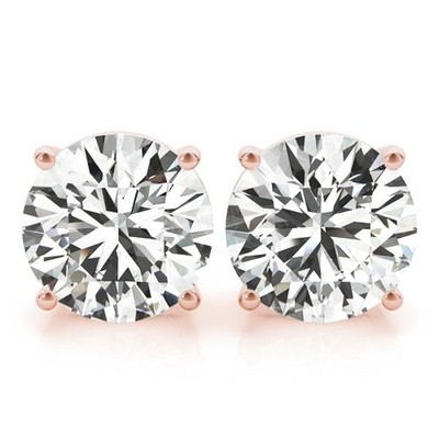 E-F/VS 2 Kt Runde Lab Grown Diamant Ohrringe Echt 14K Rotgold Schraube