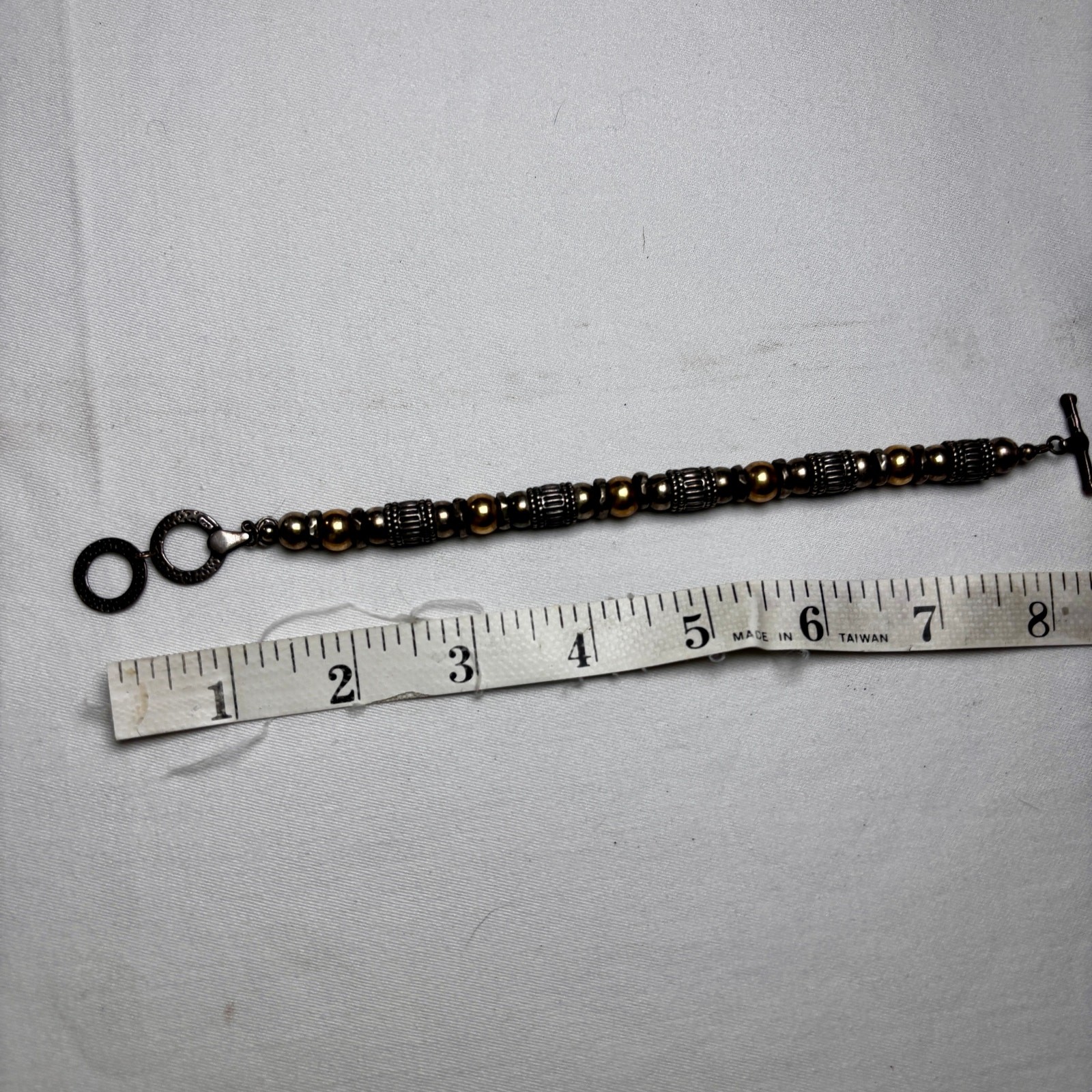 HEAVY 36g Solid Sterling Silver Beaded Bracelet 9… - image 5