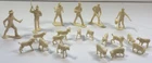 MARX VTG 1950s Farm Figures CREAM Lot 20pc: 6 Farm Hands & 14 Animals Playset