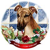 Greyhound Fawn Dog Porcelain Ornament Pet Gift 'Santa. I Can Explain '