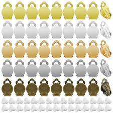 200PCS Round Flat Back Tray Earring Clips Set with White,Gold,Silver