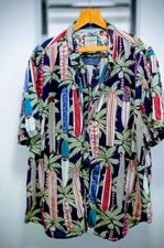 2 Mantaray Hawian Cotton Shirts 3XL Short Sleeved Floral / Surf Board Graphic