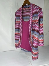 Elementz Women's Striped Knit Cardigan Sweater Woman Attached Tank Top