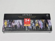 Arteza Metallic Watercolor Paint Half-Pans - Set of 24 - NEW Sealed with Brush
