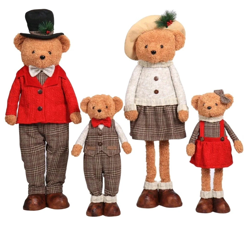 Member's Mark Plush Bear Family Set of 4 Indoor Christmas Decor FastSHIP In Hand - Image 2 of 4