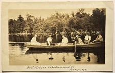 Navy Boys Sailors In Row Boat With Girls Lake Drummond VA 1922 RPPC Postcard