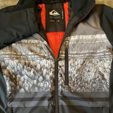 Quiksilver Jacket Youth 16 XXL Black Gray DryFlight 10K Snowboard Ski Hooded
